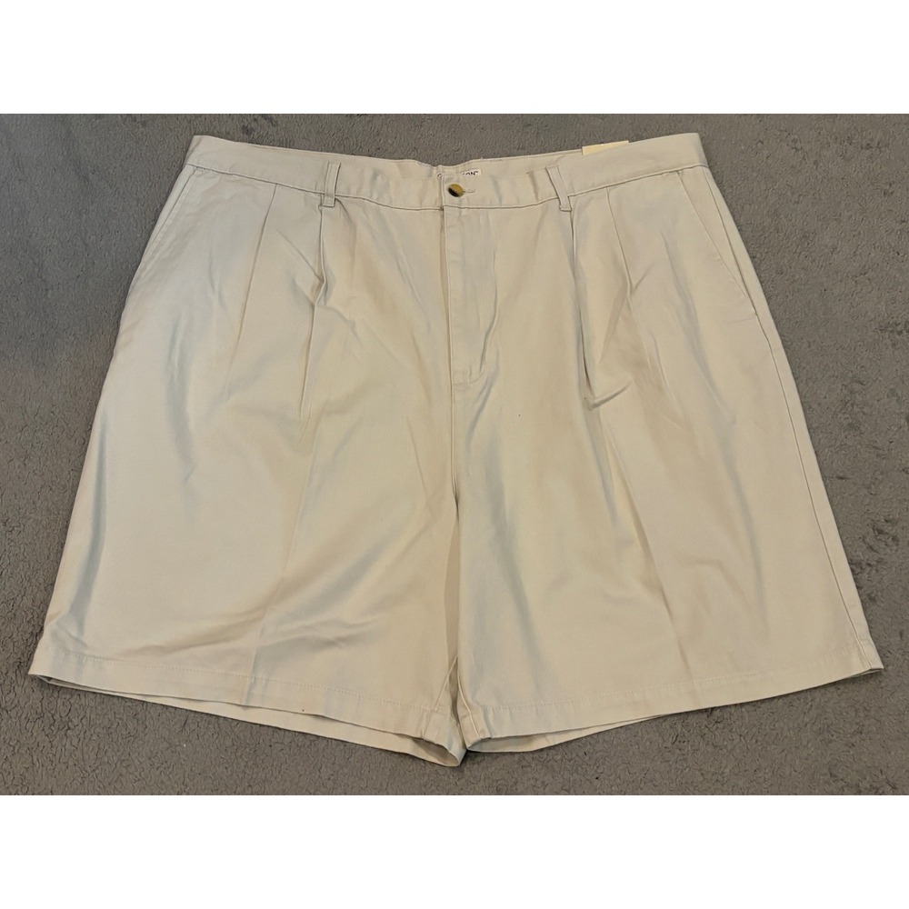 Covington Mens Pleated Chino Shorts Khaki Beige 100% Cotton Size 44 NWT